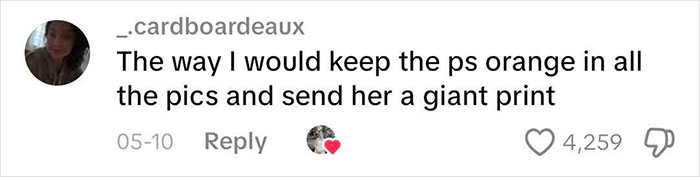 A social media comment suggests keeping the MIL's orange dress in all wedding photos and sending a giant print. A social media comment suggests keeping the MIL's orange dress in all wedding photos and sending a giant print.