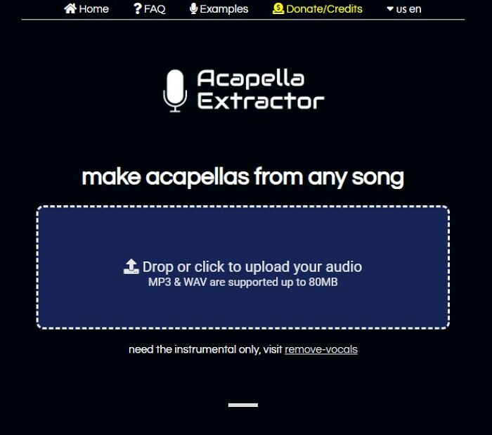 Acapella Extractor, one of the most interesting websites, allowing users to upload audio to create acapellas from any song.