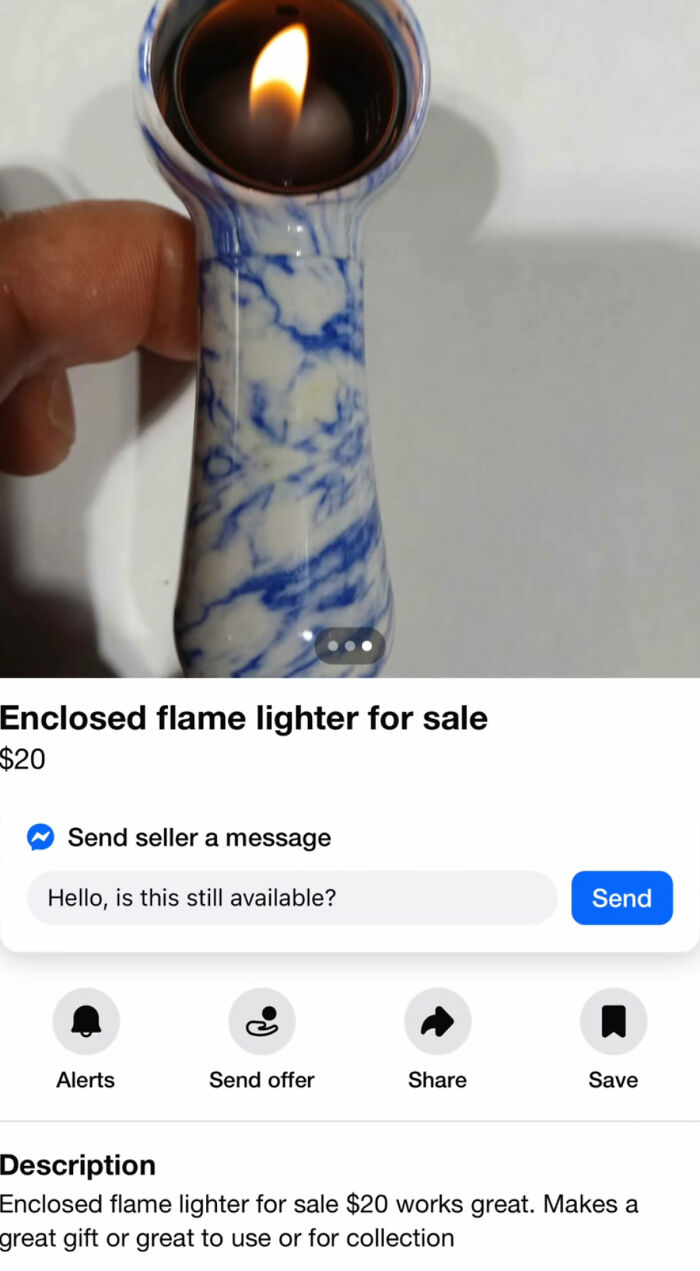 Blue marble patterned enclosed flame lighter portable Appalachian Mountain towns find