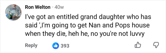 Comment on Dave Ramsey inheritance advice about entitled granddaughter expecting grandparents' house Comment on Dave Ramsey inheritance advice about entitled granddaughter expecting grandparents' house