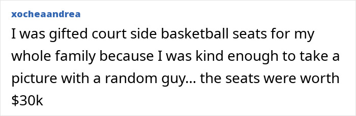 Pretty privilege gifting courtside basketball seats worth 30k