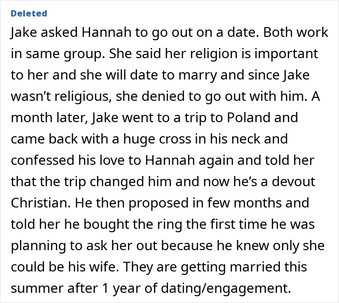 Office drama story about dating, religion, and a marriage proposal at work
