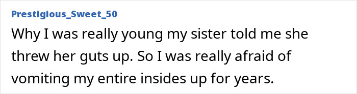 Childhood fear of vomiting from misunderstanding guts throwing