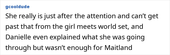 Comment about attention from Girl Meets World set and Maitland Comment about attention from Girl Meets World set and Maitland
