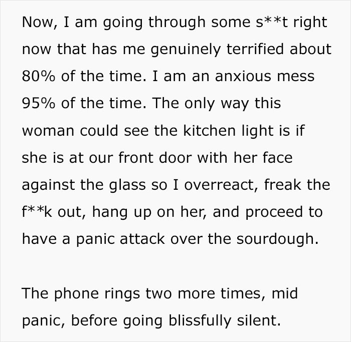 Text message describing employee's anxiety and panic attack because of a stressed customer at the bakery Text message describing employee's anxiety and panic attack because of a stressed customer at the bakery