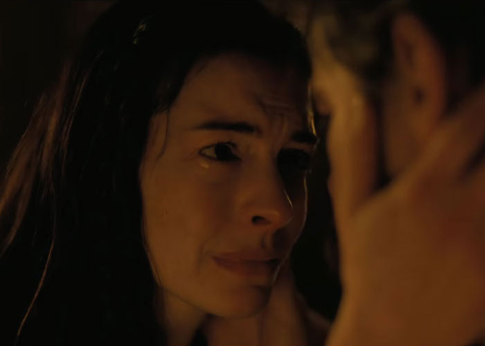 Anne Hathaway's dramatic scene in The Odyssey, featuring tears and intense acting, sparks reactions. Her acting fights the botox.