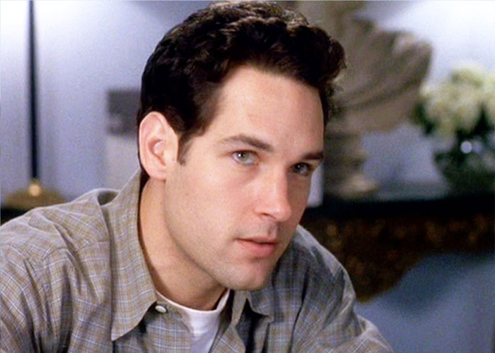 Young Paul Rudd in a classic movie scene with a thoughtful expression