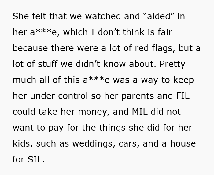 Text about MIL's unhappy past and cutting wedding dress as catharsis