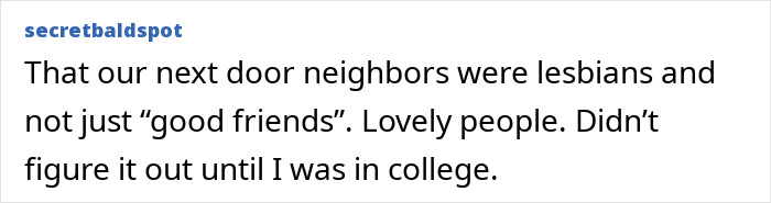 Late realization about next door neighbors being lesbians not just good friends