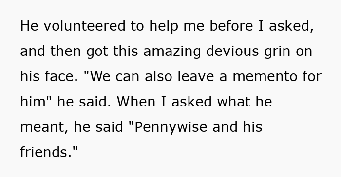 Text describing a plan to prank a cheating partner by replacing items with clowns, a clever revenge tactic.