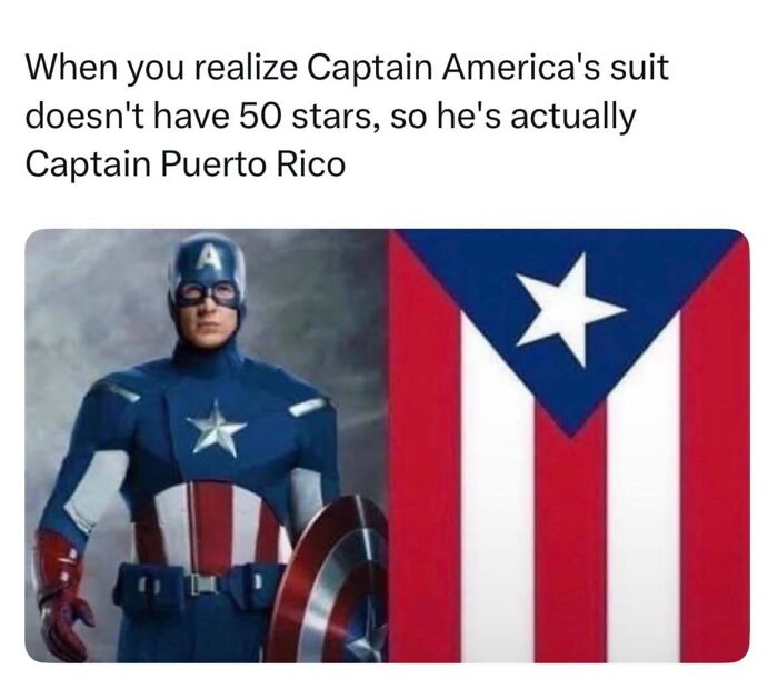 Captain America suit missing 50 stars compared to Puerto Rico flag star