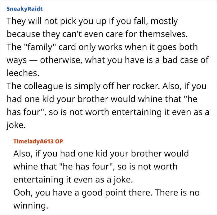 Comments about brother making his 4 kids everyone else's problem in family dynamics
