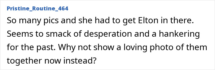 Comment on Meghan Markle's wedding pictures and inclusion of Elton in photos