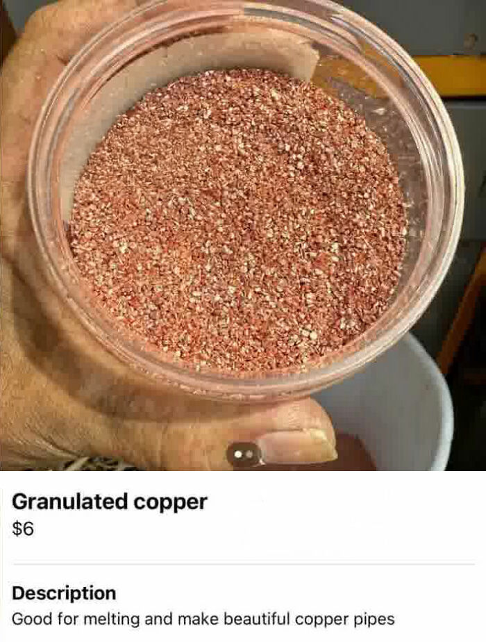 Granulated copper for melting and making copper pipes