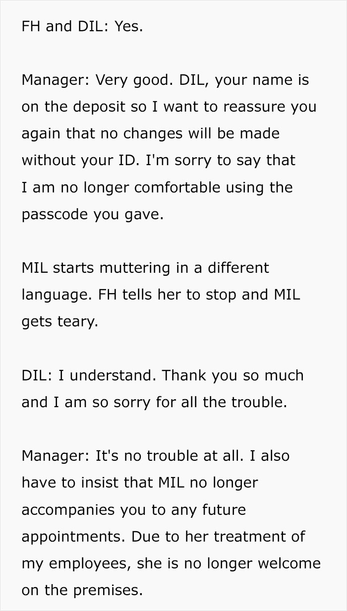 Text dialogue about son and daughter-in-law wedding cake order dispute with bakery manager Text dialogue about son and daughter-in-law wedding cake order dispute with bakery manager