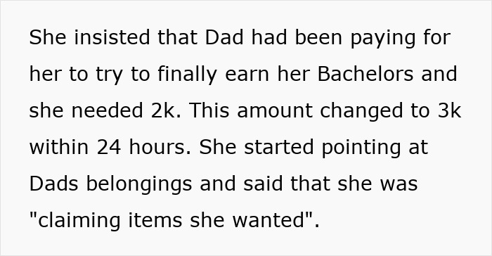 Woman Leeches Off Sick Dad For Years, Shamelessly Demands Half Of Inheritance He Left For Sister Woman Leeches Off Sick Dad For Years, Shamelessly Demands Half Of Inheritance He Left For Sister