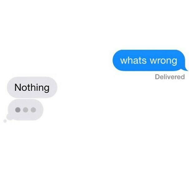 Text exchange with nothing wrong but typing indicator relationship texts