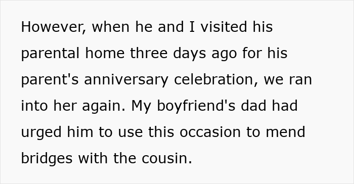 Text about visiting parental home and urged to mend bridges with entitled cousin Text about visiting parental home and urged to mend bridges with entitled cousin