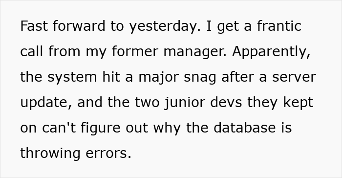 Text describes a company's system breakdown after a developer left, highlighting the "budget burden" mistake.