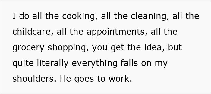 Text about household responsibilities in a SAHM traditional values relationship
