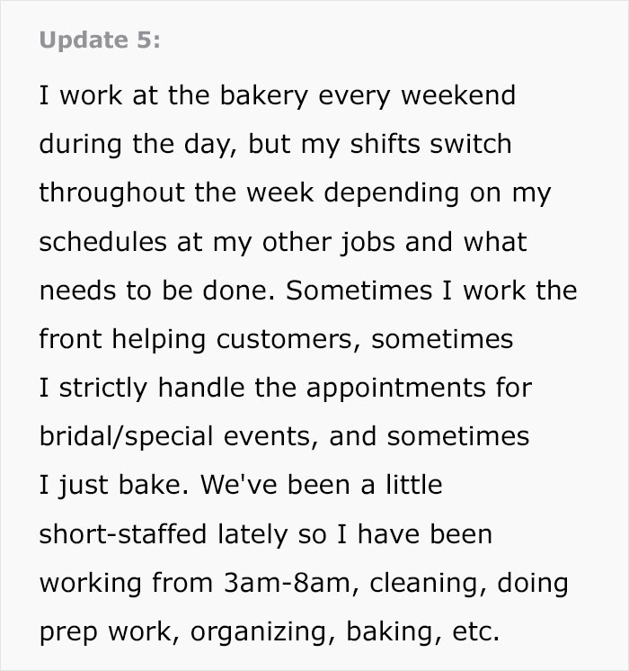 Bakery employee describes working weekends handling wedding cake orders Bakery employee describes working weekends handling wedding cake orders