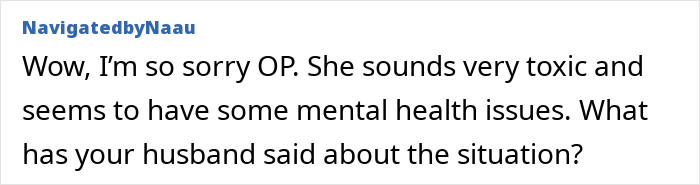 Comment expressing sympathy over toxic MIL and mental health concerns in wedding story