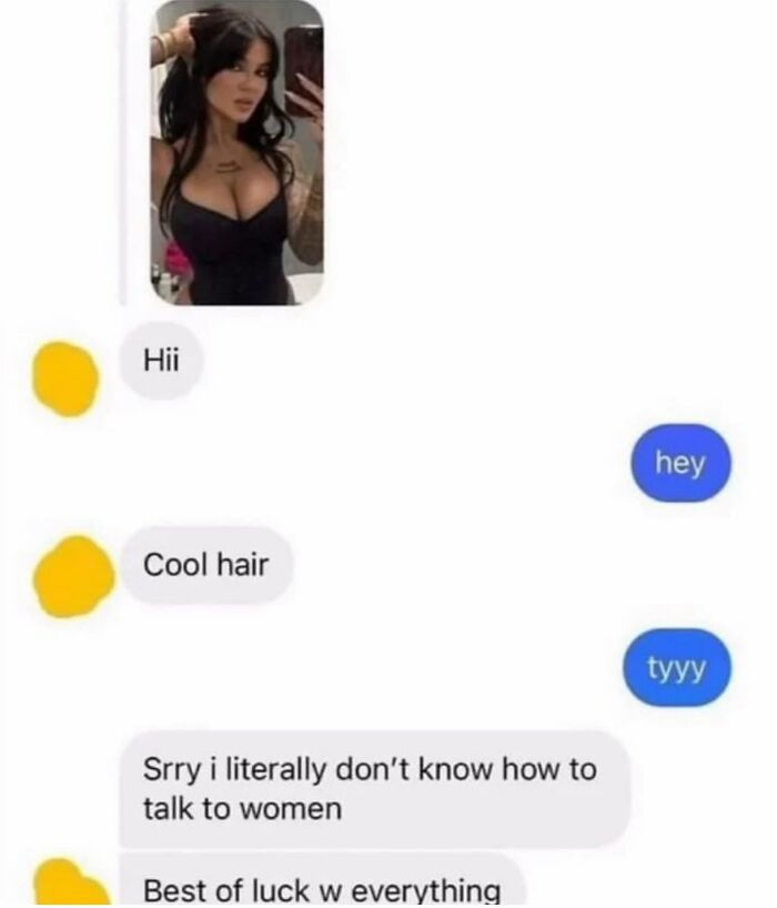 Random meme showing awkward conversation about talking to women