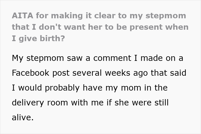 Stepmom Treats Stepdaughter’s Labor Like A Premiere, Mad As She’s Shut Down Before Opening Night Stepmom Treats Stepdaughter’s Labor Like A Premiere, Mad As She’s Shut Down Before Opening Night