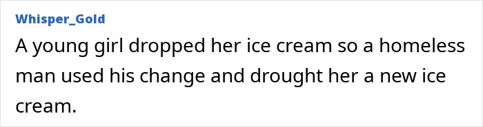 Homeless man buys a new ice cream for a girl, demonstrating kindness and care