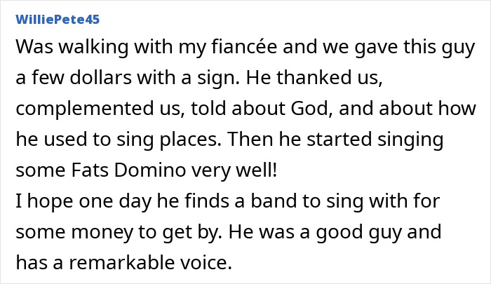 Homeless man singing Fats Domino and sharing his remarkable voice