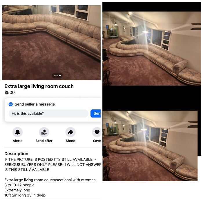Extra large living room sectional couch seating 10-12 people on Facebook Marketplace