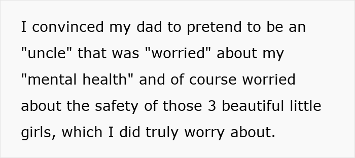 Plotting revenge on toxic mom by involving dad as worried uncle for mental health concerns