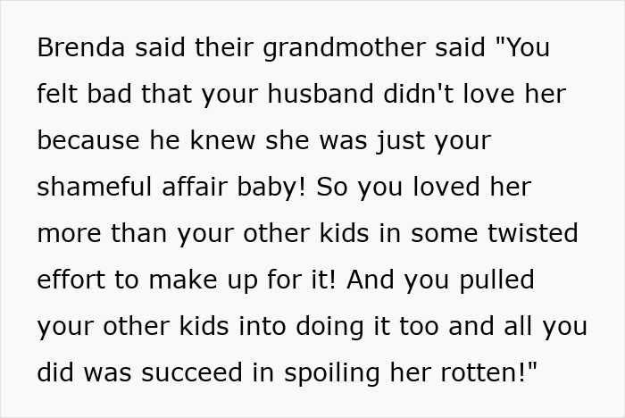 Text about family feud exposing a shocking affair involving babied sister-in-law
