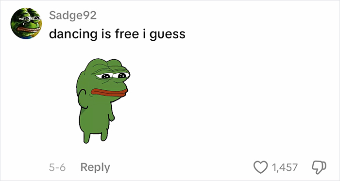 Gen Z meme with sad frog about dancing being free Gen Z meme with sad frog about dancing being free
