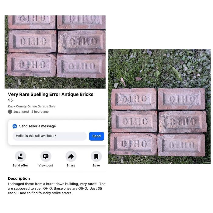 Very rare spelling error antique Ohio bricks for sale