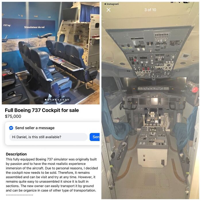 Full Boeing 737 cockpit simulator available for sale