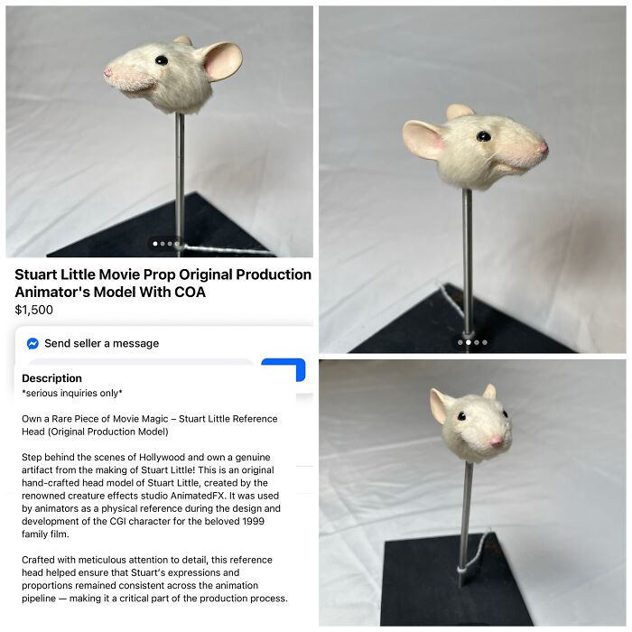 Stuart Little original production animator mouse head prop model
