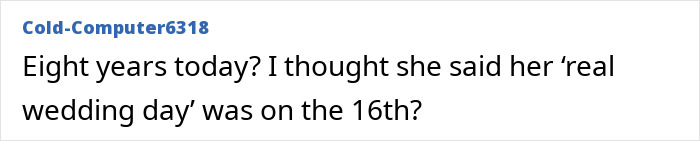 Text comment questioning the date of Meghan Markle and Prince Harry's wedding