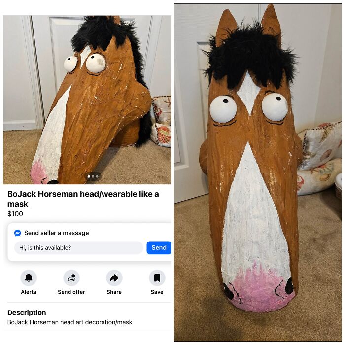BoJack Horseman head mask wearable as art decoration