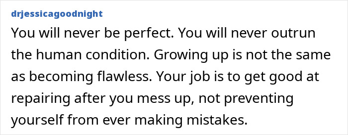 Adult life lessons teach getting good at repairing after mistakes