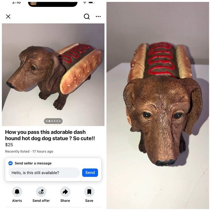 Dash hound dog statue designed as a hot dog for sale