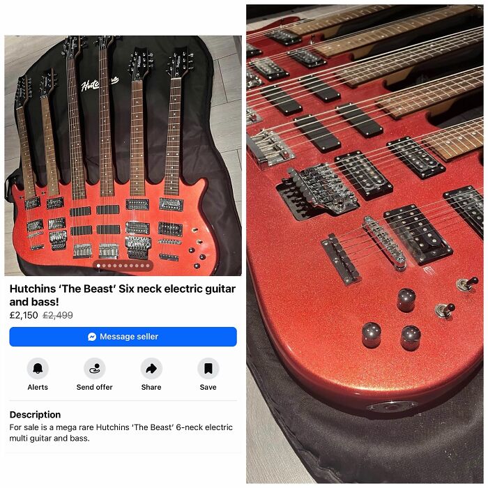 Six neck electric guitar and bass Hutchins The Beast for sale on Facebook Marketplace