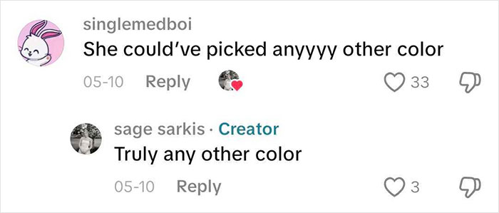 A social media comment discusses the MILs dress color at the son's wedding, suggesting other colors. A social media comment discusses the MILs dress color at the son's wedding, suggesting other colors.