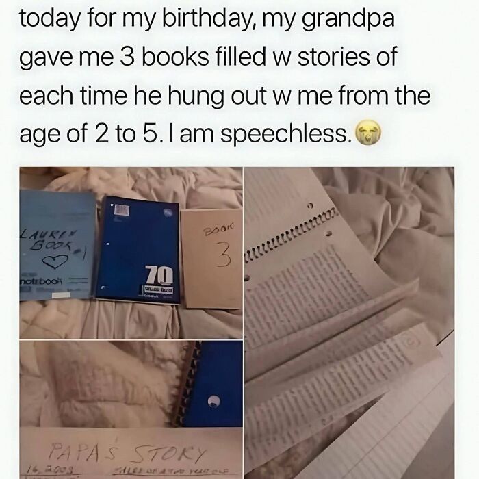 Grandpa gave 3 story-filled books to grandchild from ages 2 to 5 on birthday