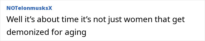 Text comment on men also facing aging demonization