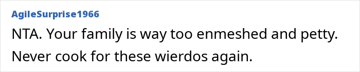 Comment calling family enmeshed and petty about cooking and onions