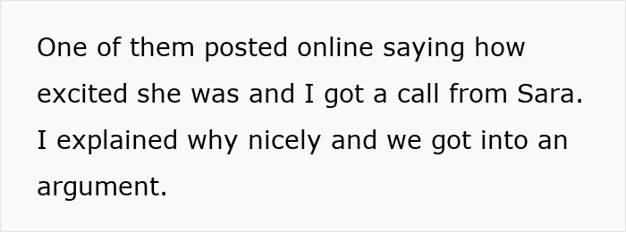 Text excerpt about getting into an argument over bridesmaid choice Text excerpt about getting into an argument over bridesmaid choice