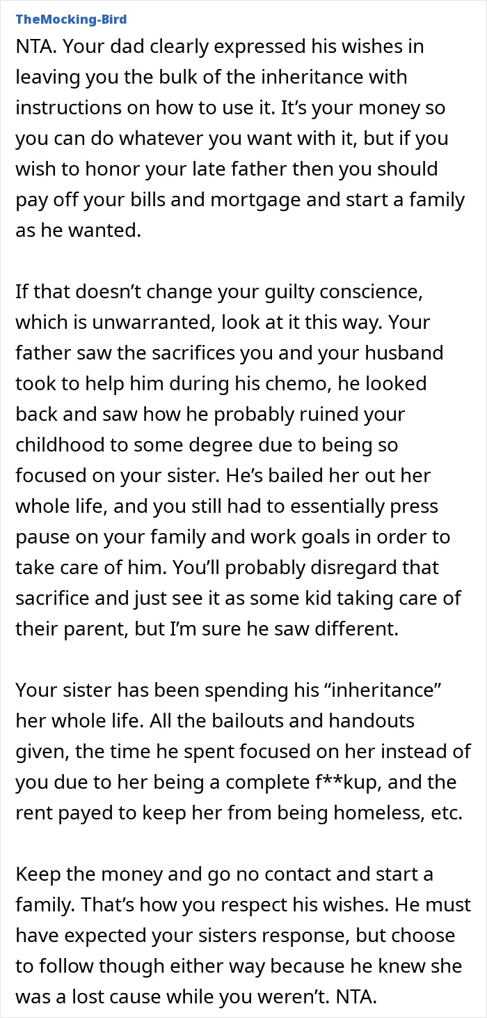 Woman Leeches Off Sick Dad For Years, Shamelessly Demands Half Of Inheritance He Left For Sister Woman Leeches Off Sick Dad For Years, Shamelessly Demands Half Of Inheritance He Left For Sister