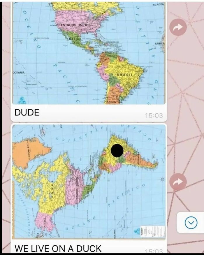 Humorous map meme showing America turned into a duck shape
