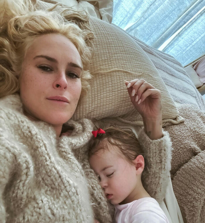 Rumer Willis with her sleeping baby, reflecting on the silver lining of Bruce Willis' dementia battle.